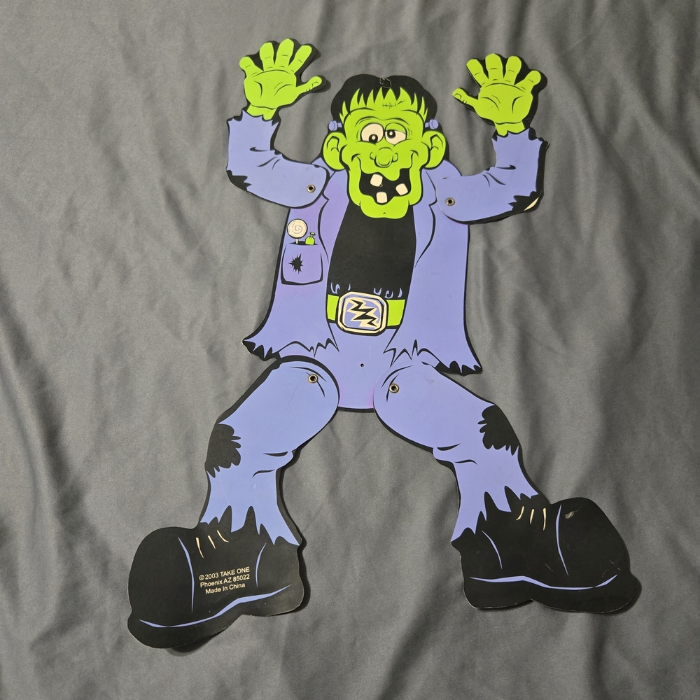 Vintage Halloween Posable Jointed Die Cut Frankenstein 20" Funny Wall Yard Art